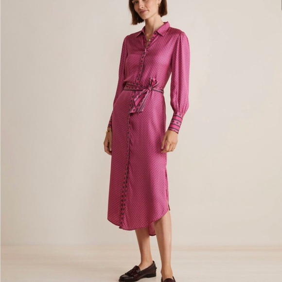 Vineyard Vines Dresses & Skirts - Vineyard Vines Pink Long Sleeve Silk Blend Shirt Dress NWOT Small S
